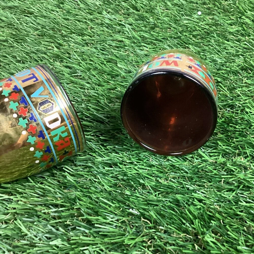 Vintage Wolfschmidt Vodka Charka Cups w/ Rack